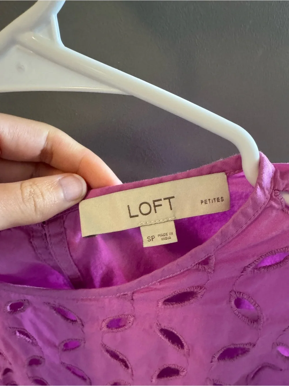 LOFT Women’s Lilac Eyelet Short Sleeve Top